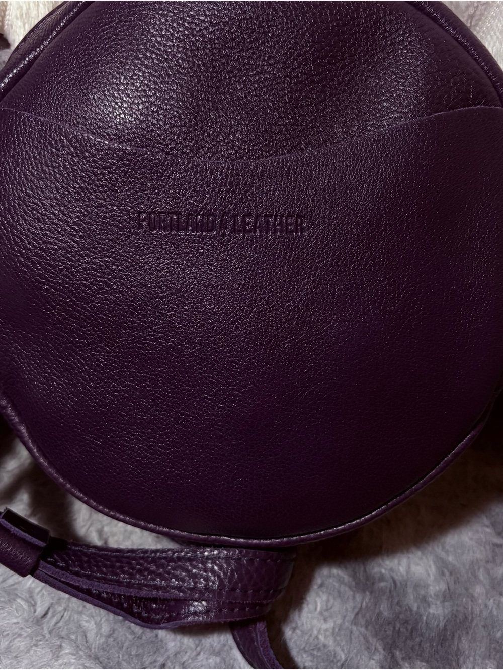 Portland Leather Group Round Crossbody Bag - Large - Deep Plum - Picture 2 of 7